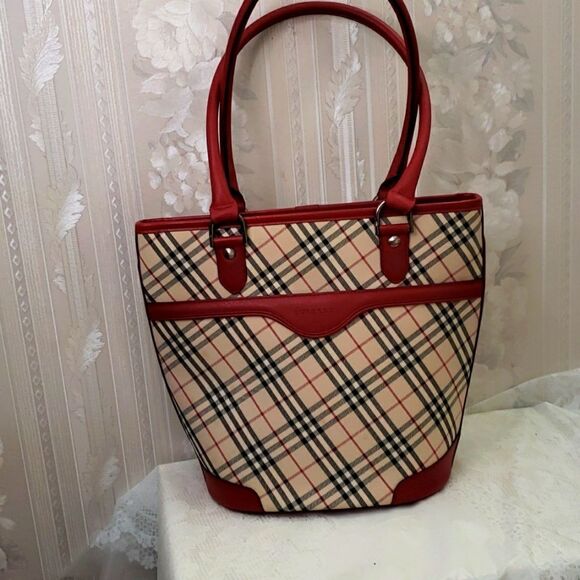 Authentic Burberry Triple Compartments Leather Trim Monogram Shoulder Ba… - Picture 11 of 13